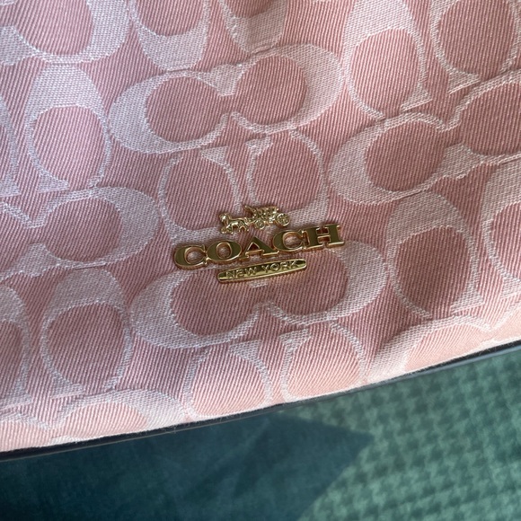 Coach Ergo Medium Shoulder Bag In Signature Jacquard  Coach Pink Signature Jacquard Shoulder Bag with Gold Hardware